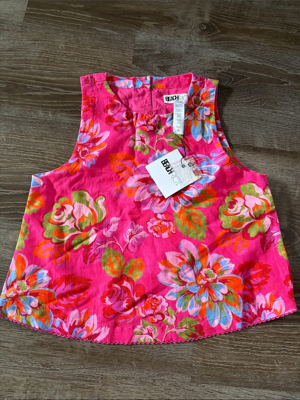 Beach Riot Hot Pink Floral Tank Top